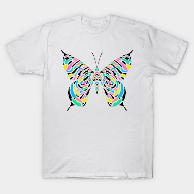 Multicolored striped butterfly T-Shirt by WarmJuly